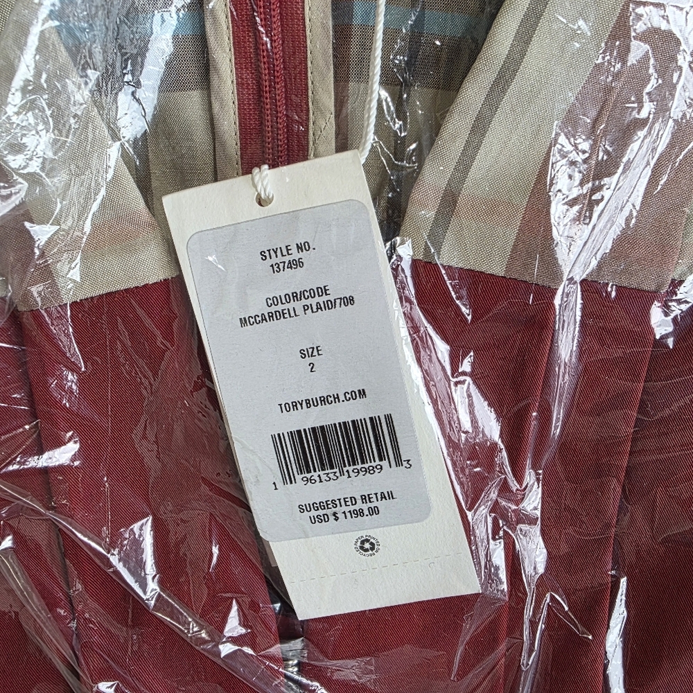 NWT Tory Burch Plaid Silk Claire Mccardell Dress size 2 Red - Picture 10 of 13